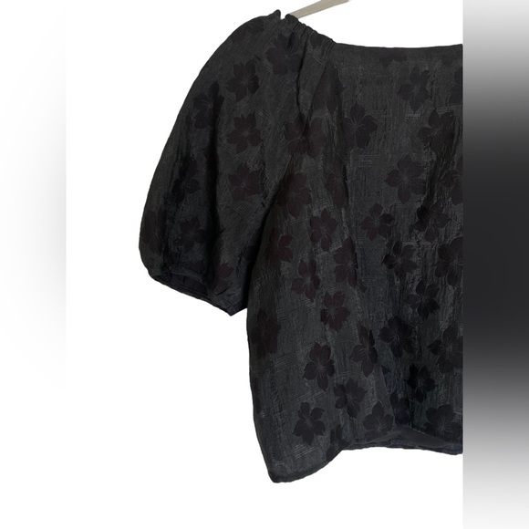 Madewell Black Textured Puff Sleeve Top - Picture 8 of 10